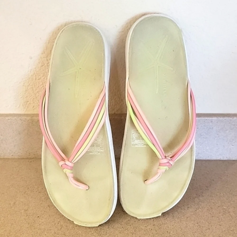 MERRELL‎ LEATHER FLIP FLOPS SANDALS (sz 8)